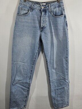 Forever 21 High Rise Tapered Leg Jeans Mushroom Patch